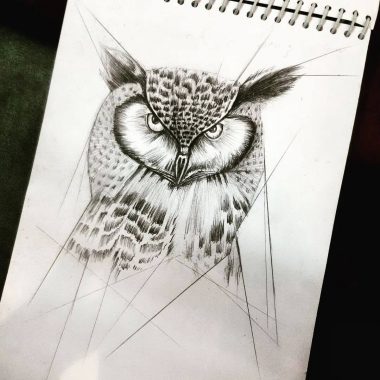 Рисунок совы для татуировки
