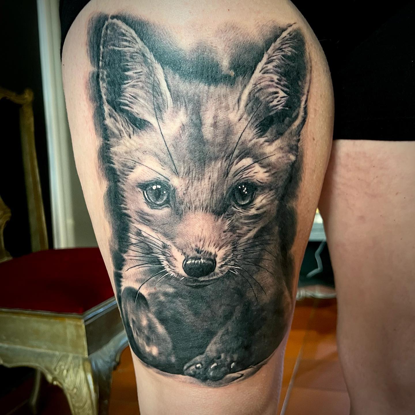 Переводные тату № 29 — лиса, волк, 2 вида татуировок