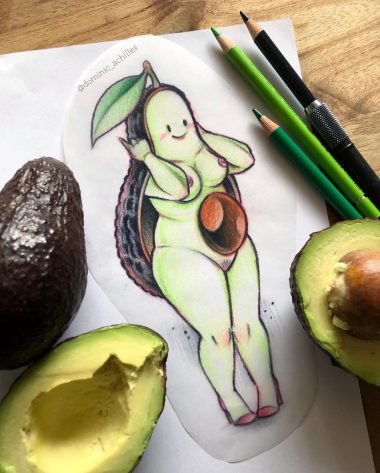 Эскиз татуировки авокадо