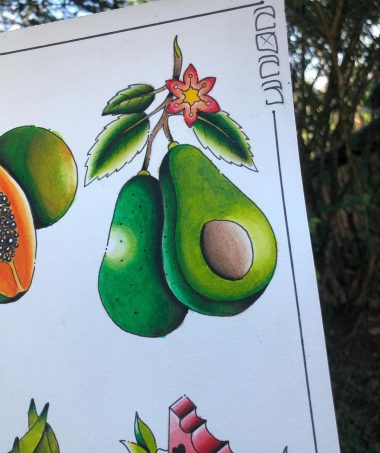 Эскиз тату авокадо