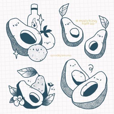 Разные эскизы авокадо