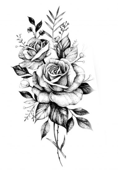 Эскиз татуировки розы