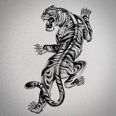 Тигр, эскиз тату в стиле випшейдинг