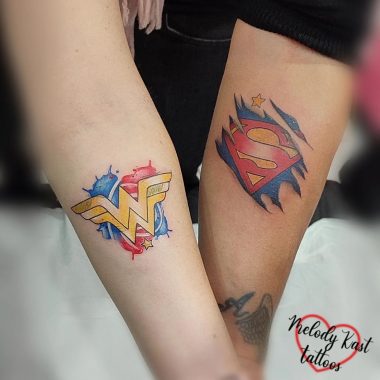 Парная тату, Супермен и Чудо женщина