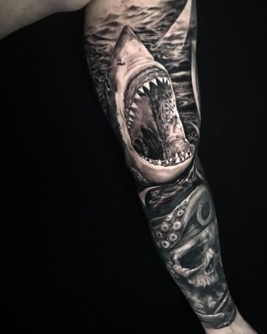 Тату акула (63 фото) - значение татуировки, эскизы 