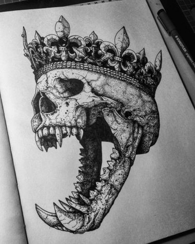 Эскиз черепа в короне