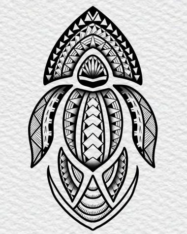 Эскиз тату черепахи в полинезийском стиле