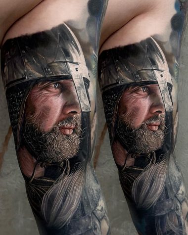 Воин, татуировка в стиле реализм
