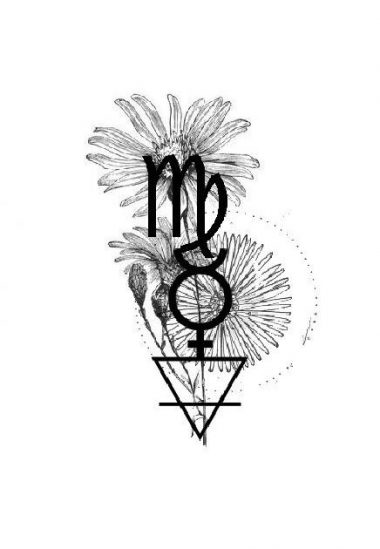 Эскиз тату с символом Девы, женским  символом и треугольником